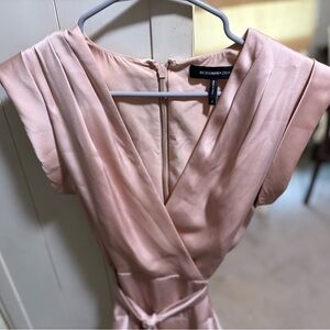 BCBGMaxAzria Pink Sheath Dress with Flutter Sleeves